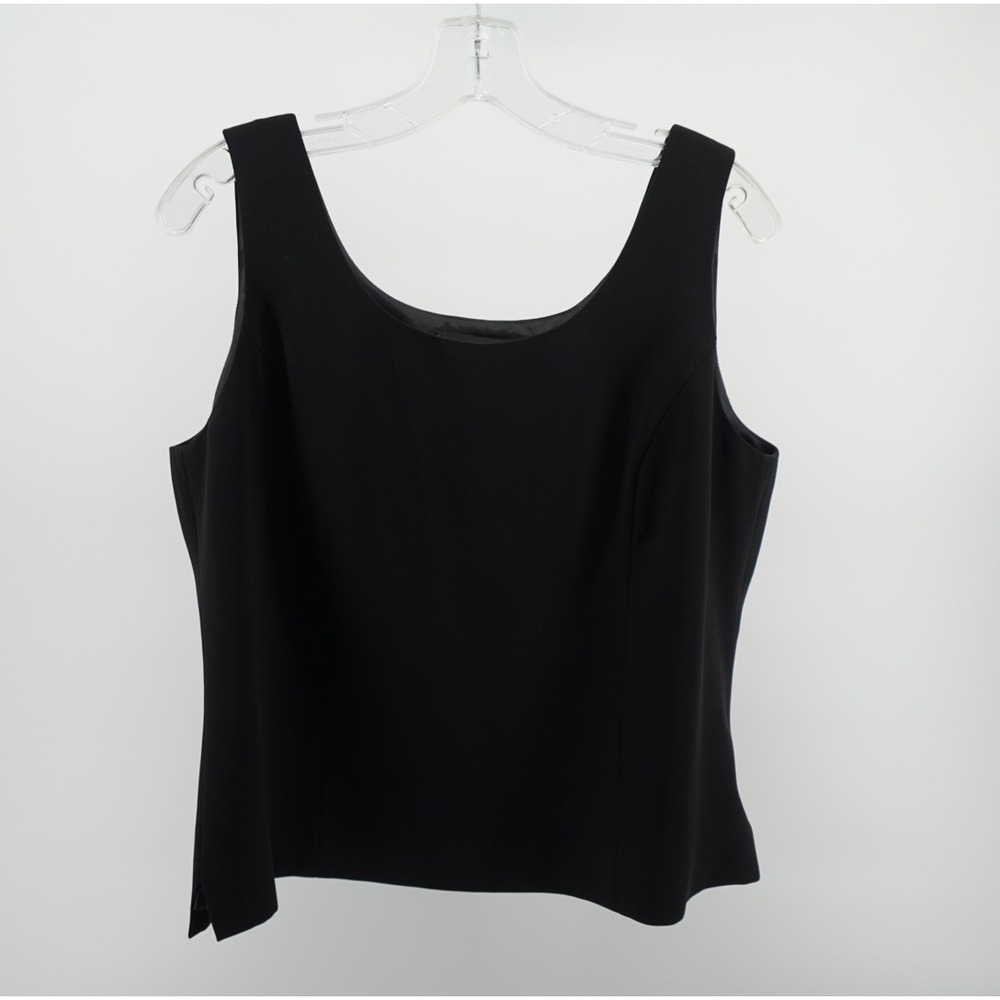 Kasper Petite Black Sleeveless Scoop Neck Tank Top Shell Size 14P CD503A103